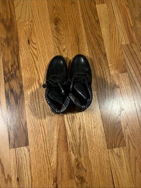 Sperry Black Duck Boots with Plaid Lining